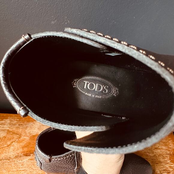 TODS Pebbled Leather Ankle Boots in Dark Brown Size 36 - Picture 10 of 16